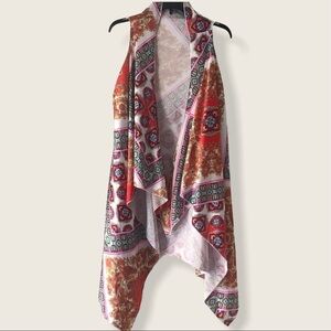 Unbranded Kimono Scarf Print Open Front Vest